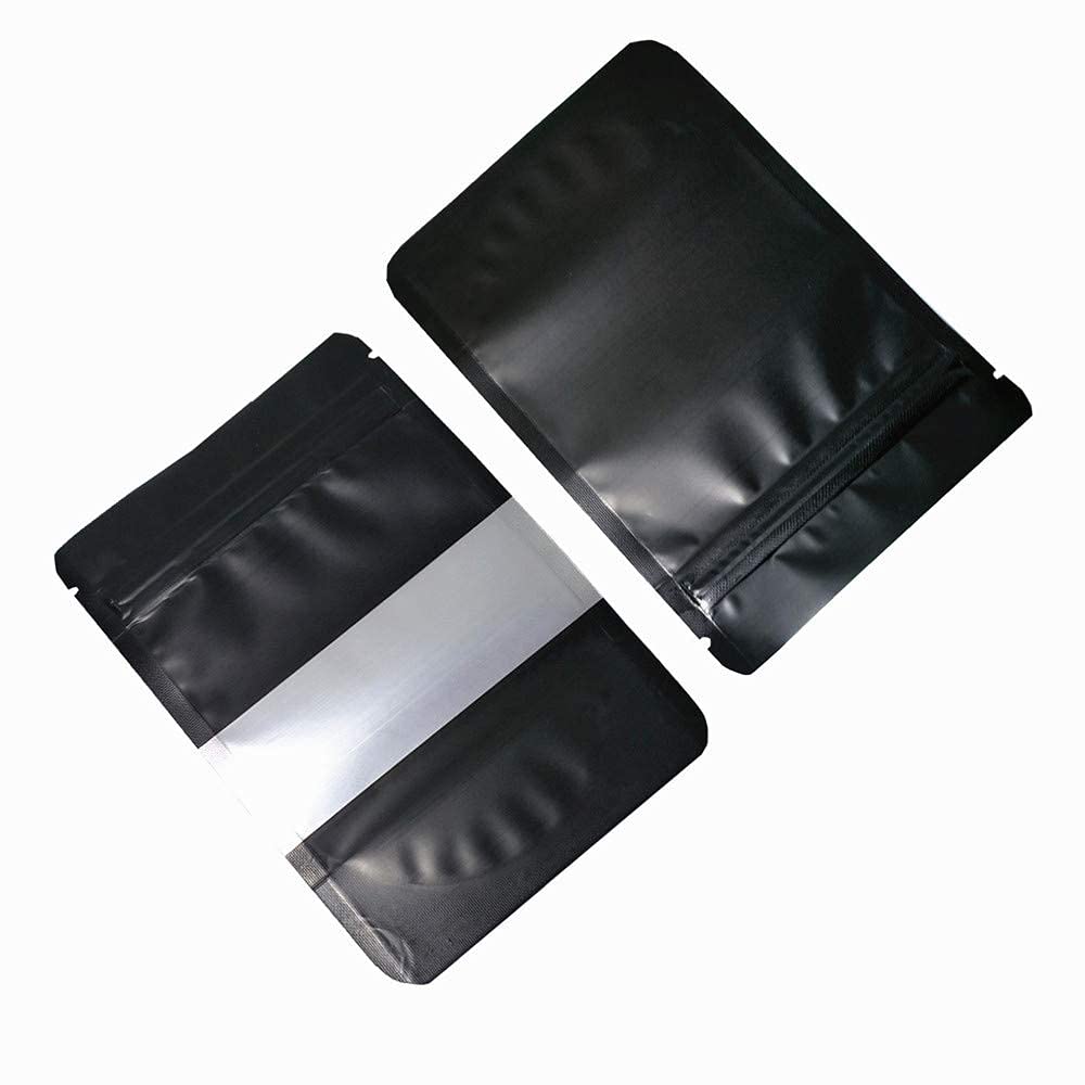 Pabck 100 Pcs 3.5X5.1 Inch Matte Black Resealable Stand Up Bags With Window Heat Seal Bulk Food Storage Packaging Foil Pouches